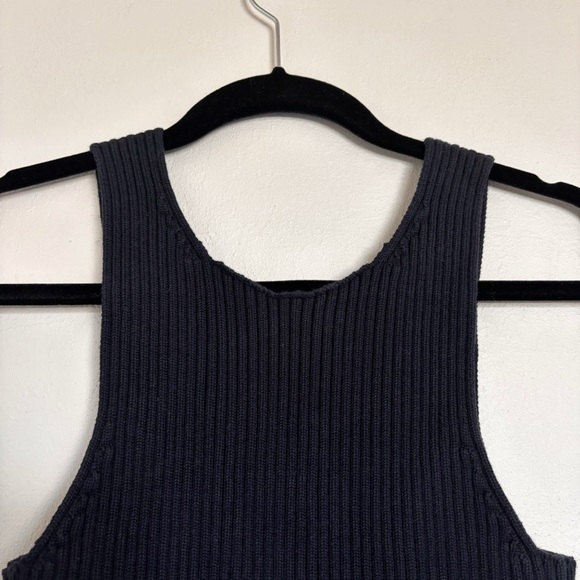 T by Alexander Wang Cotton Rib Knit Two-Way Zip Cropped Tank Size Small Stretch - Picture 6 of 11